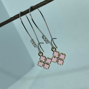 Pink kidney wire earrings